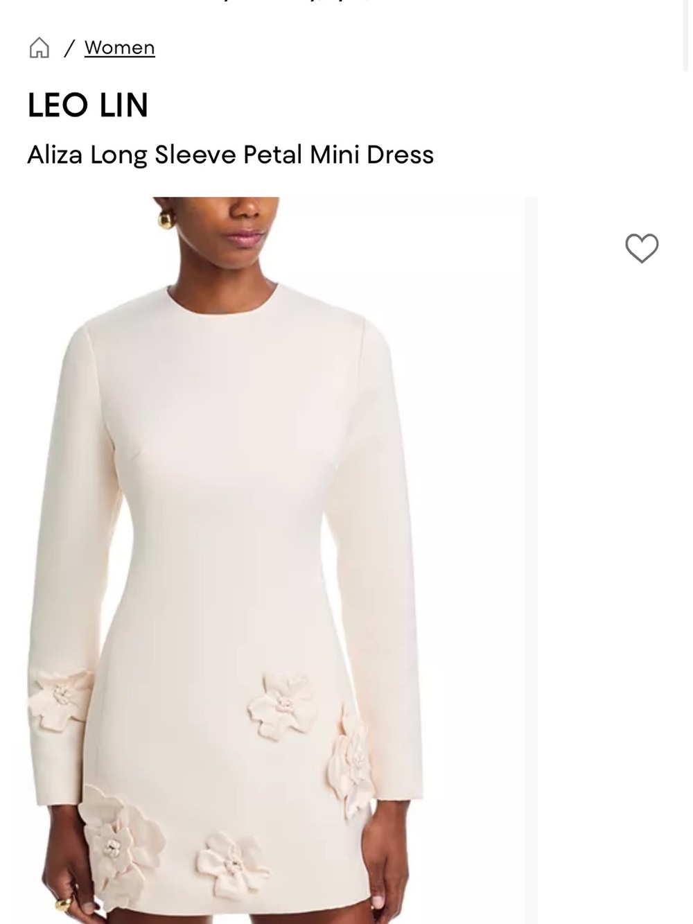 LEO LIN Cream Petal Long Sleeve Mini Dress great wedding guest Very unique sz 4